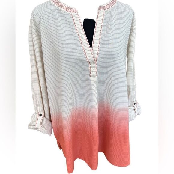 Sonoma split neckline ombré tunic with tab sleeves size 2X - Picture 2 of 6